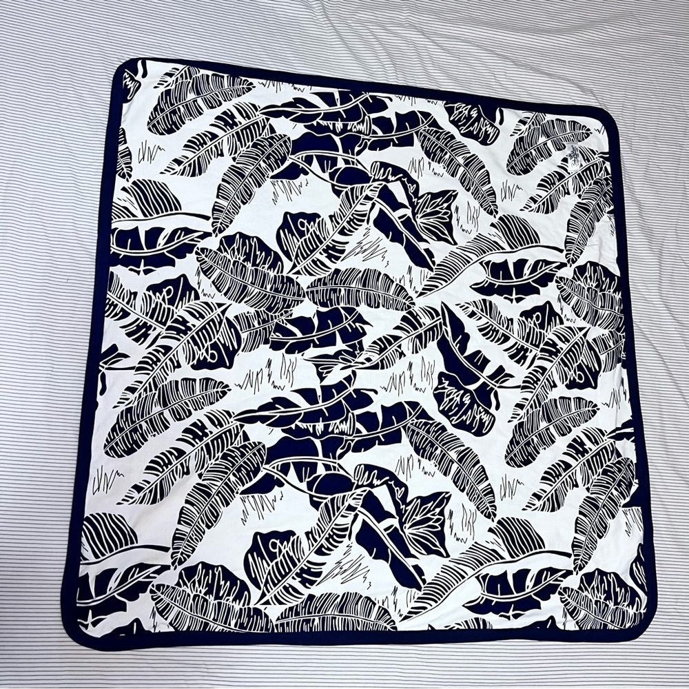 Baby be Mine blue and white blanket